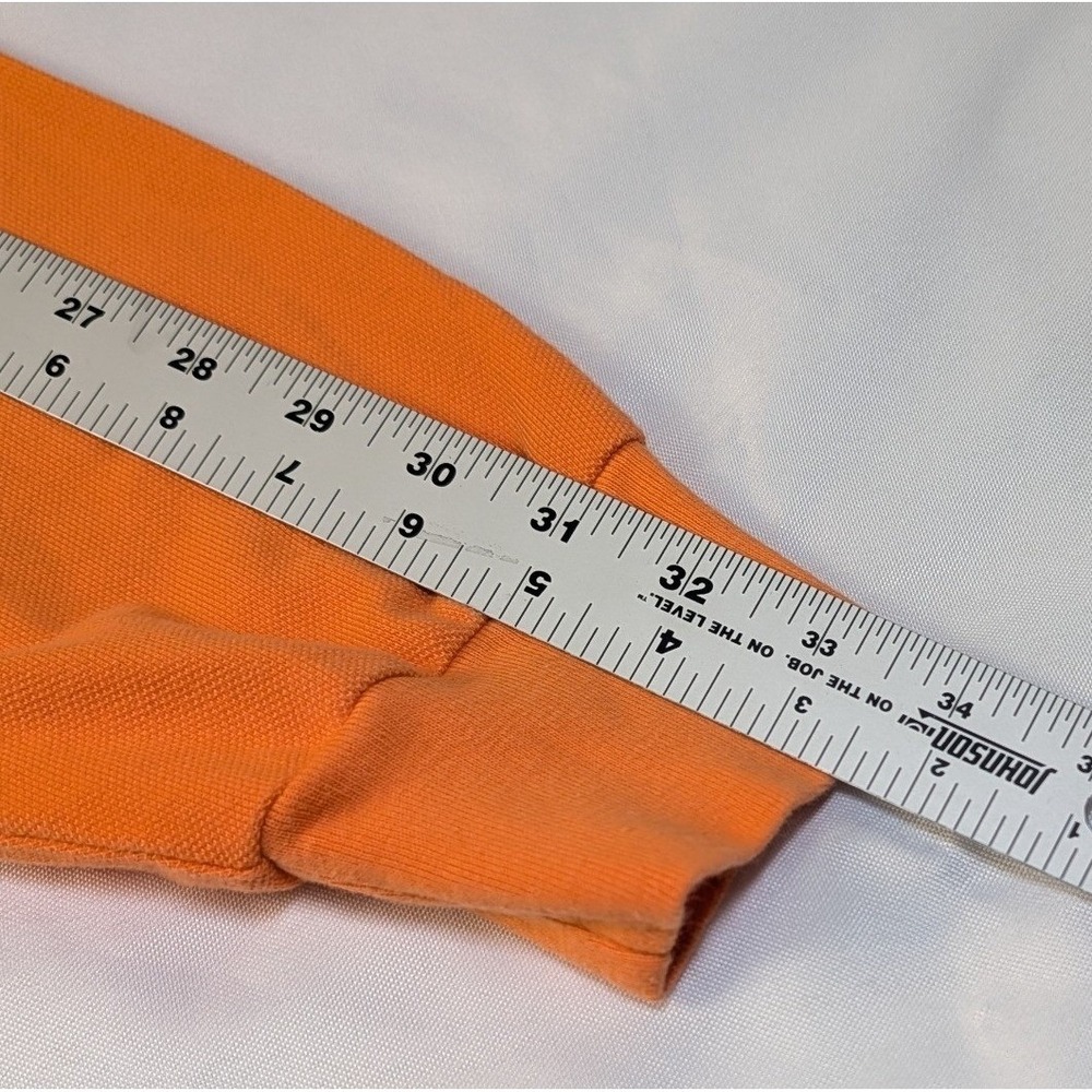 Polo Ralph Lauren Mens LT Tall Long Sleeve Polo Shirt Orange Green Pony Logo - Picture 10 of 12